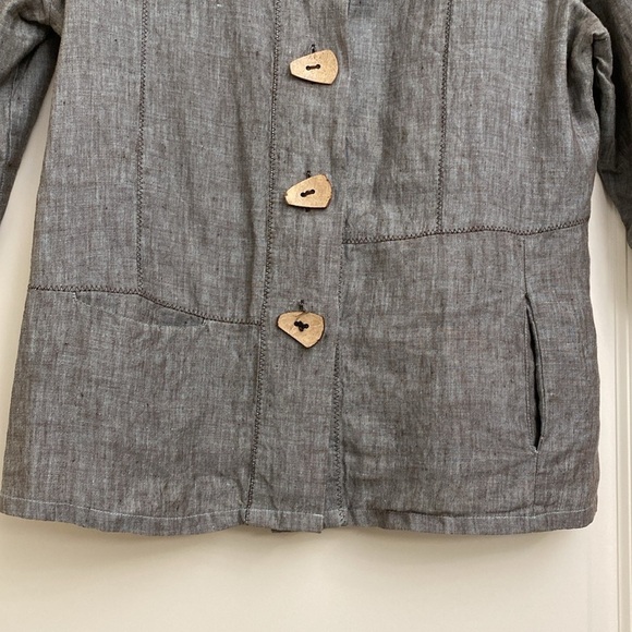 NTCO Nomadic Traders linen blouse top womens S artsy buttons Lagenlook coastal - Picture 4 of 13